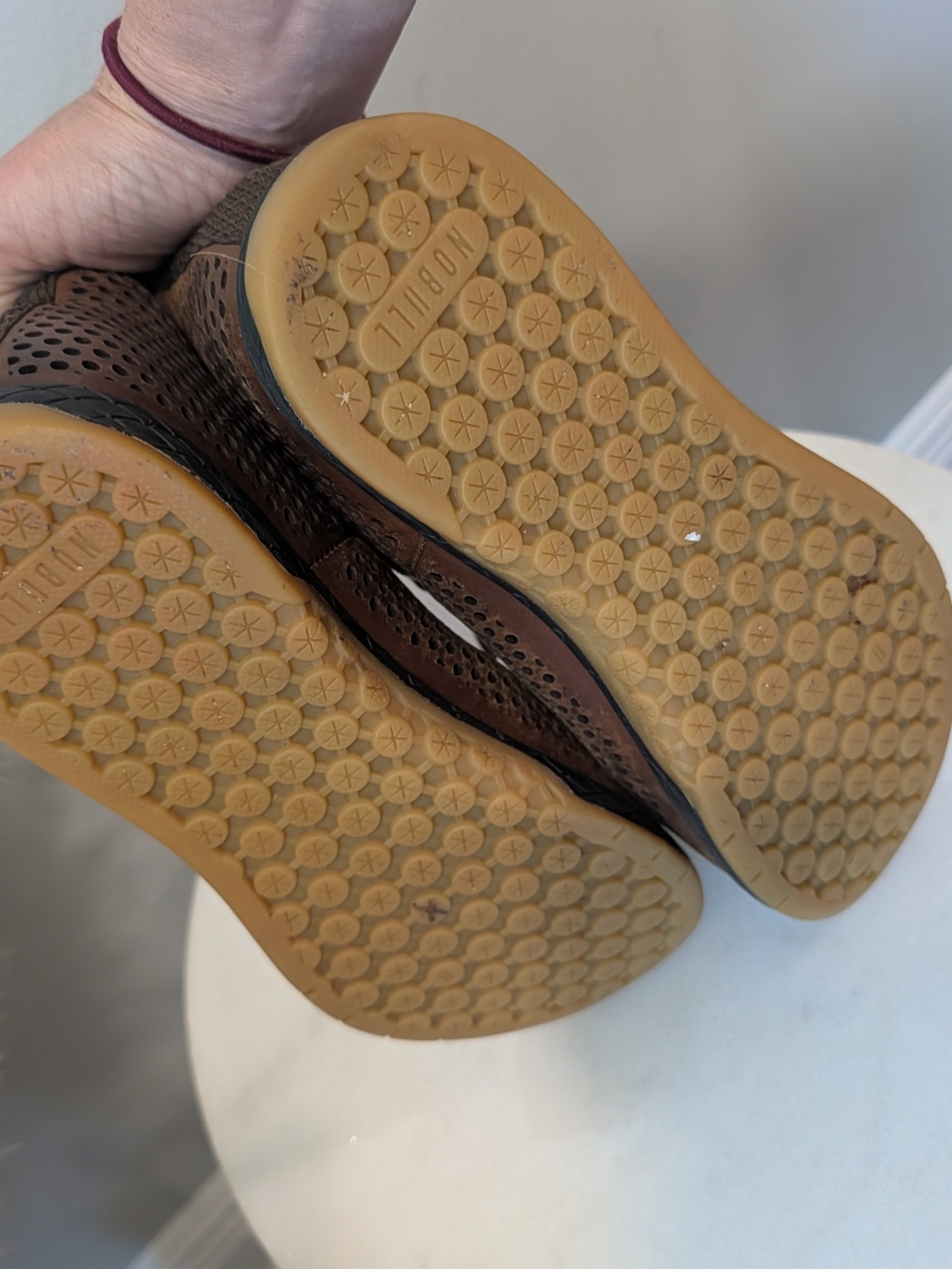 NOBULL Brown Perforated High-Top Coffee Brown Leather Athletic Shoes Sz 8 - Picture 8 of 13